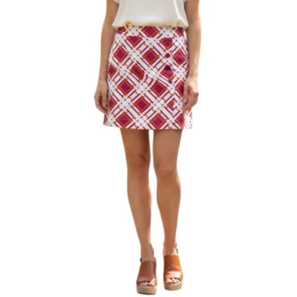 Greg Norman Pink & White Geometrical Print Athletic Golf Sporty Skort Size 12
